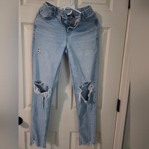 American Eagle Outfitters Light Blue Ripped Mom  Jeans